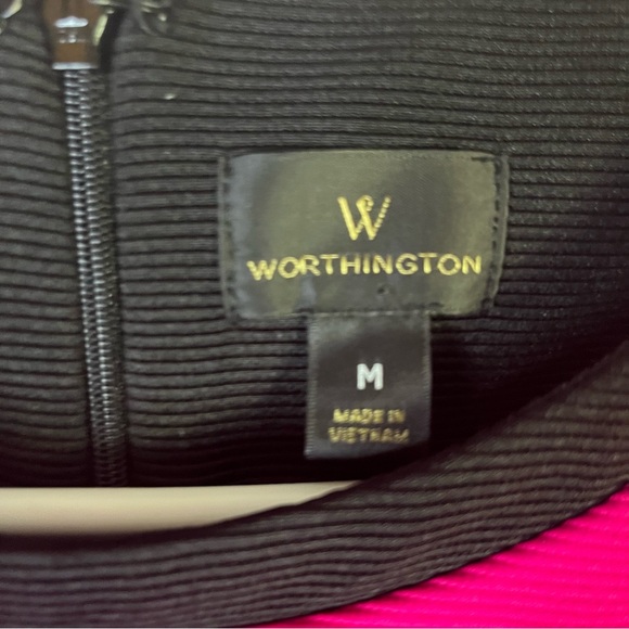 Worthington Pink Black Dress Size Medium - Picture 2 of 7